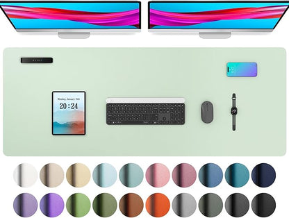 Aothia Large PU Leather Desk Pad Protector - Non - Slip Mouse Pad & Writing Mat for Office/Home, Waterproof, Easy to Clean (48" x 17",Aqua) | Mouse Pads - TrueDesk