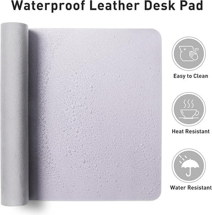 Aothia Large PU Leather Desk Pad Protector – Non - Slip Mouse Pad & Writing Mat for Office/Home, Waterproof, Easy to Clean (Soft Lavender, 23.6" x 13.7") | Mouse Pads - TrueDesk