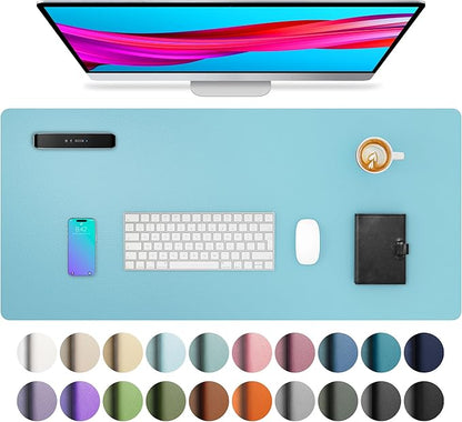 Aothia Large PU Leather Desk Pad Protector – Non - Slip Mouse Pad & Writing Mat for Office/Home, Waterproof, Easy to Clean(23.6" x 13.7", Blue Topaz) | Mouse Pads - TrueDesk