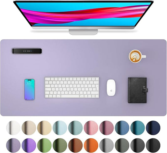 Aothia Leather Desk Pad Protector, Large Mouse Pad, Office Desk Mat, Non - Slip PU Leather Desk Blotter, Laptop Desk Pad, Waterproof Desk Writing Pad for Office and Home (23.6" x 13.7", Lavender) | Mouse Pads - TrueDesk
