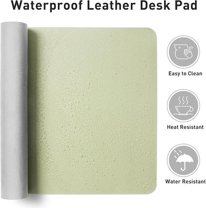 Aothia Leather Desk Pad Protector, Large Mouse Pad, Office Desk Mat, Non - Slip PU Leather Desk Blotter, Laptop Desk Pad, Waterproof Desk Writing Pad for Office and Home (Grass Green, 23.6" x 13.7") | Desk Pads Blotters - TrueDesk