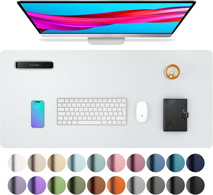 Aothia Leather Desk Pad Protector, Large Mouse Pad, Office Mat, Non - Slip PU Leather Blotter, Laptop Desk Pad, Waterproof Writing Pad for Office and Home (Barely Grey, 23.6" x 13.7") | Desk Pads Blotters - TrueDesk