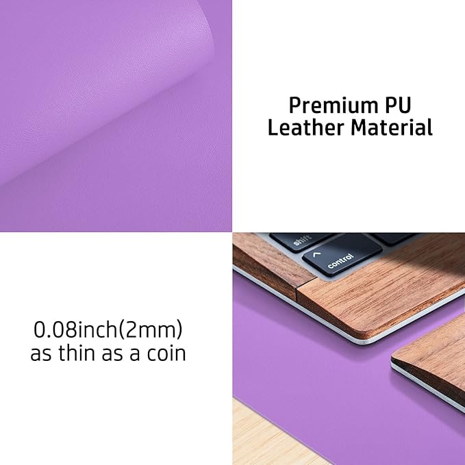 Aothia Leather Desk Pad Protector, Mouse Pad, Office Desk Mat, Non - Slip PU Leather Desk Blotter, Laptop Desk Pad, Waterproof Desk Writing Pad for Office and Home (23.6" x 13.7", Iris Violet) | Mouse Pads - TrueDesk