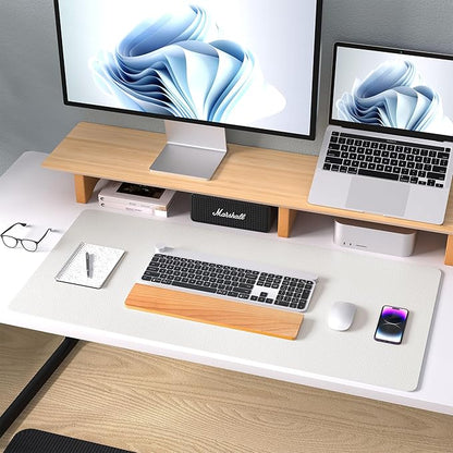 Aothia Leather Desk Pad Protector, Mouse Pad, Office Desk Mat, Non - Slip PU Leather Desk Blotter, Laptop Desk Pad, Waterproof Desk Writing Pad for Office and Home (23.6" x 13.7", Off - White) | Mouse Pads - TrueDesk