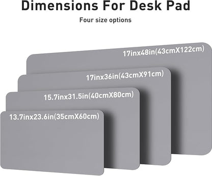 Aothia Leather Desk Pad Protector, Mouse Pad, Office Desk Mat, Non - Slip PU Leather Desk Blotter, Laptop Desk Pad, Waterproof Desk Writing Pad for Office and Home (23.6" x 13.7", Light Grey) | Mouse Pads - TrueDesk