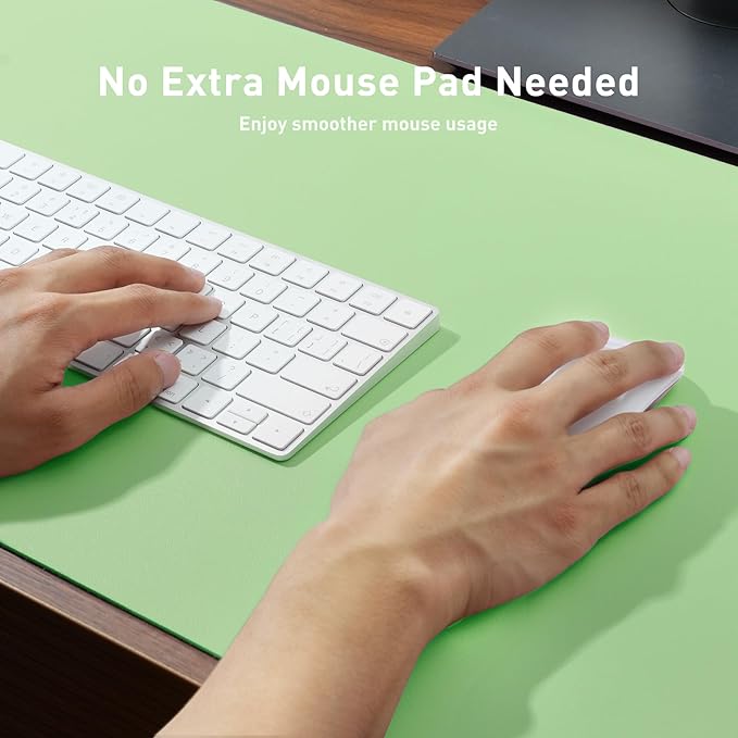 Aothia Leather Desk Pad Protector, Mouse Pad, Office Desk Mat, Non - Slip PU Leather Desk Blotter, Laptop Desk Pad, Waterproof Desk Writing Pad for Office and Home (31.5" x 15.7", Foam Green) | Mouse Pads - TrueDesk