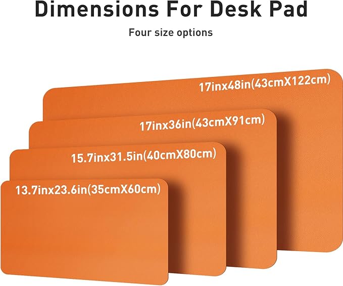 Aothia Leather Desk Pad Protector, Mouse Pad, Office Desk Mat, Non - Slip PU Leather Desk Blotter, Laptop Desk Pad, Waterproof Desk Writing Pad for Office and Home (31.5" x 15.7",Hermes Orange) | Mouse Pads - TrueDesk