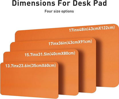 Aothia Leather Desk Pad Protector, Mouse Pad, Office Desk Mat, Non - Slip PU Leather Desk Blotter, Laptop Desk Pad, Waterproof Desk Writing Pad for Office and Home (31.5" x 15.7",Hermes Orange) | Mouse Pads - TrueDesk