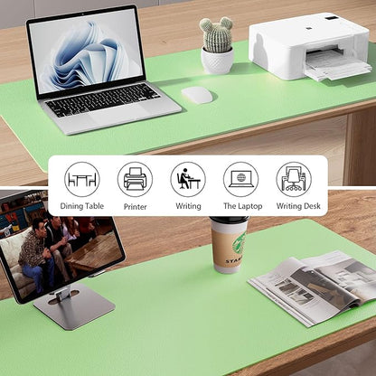 Aothia Leather Desk Pad Protector, Mouse Pad, Office Desk Mat, Non - Slip PU Leather Desk Blotter, Laptop Desk Pad, Waterproof Desk Writing Pad for Office and Home (31.5" x 15.7", Foam Green) | Mouse Pads - TrueDesk