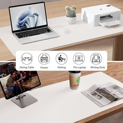 Aothia Leather Desk Pad Protector, Mouse Pad, Office Desk Mat, Non - Slip PU Leather Desk Blotter, Laptop Desk Pad, Waterproof Desk Writing Pad for Office and Home (36" x 17", Off - White) | Mouse Pads - TrueDesk