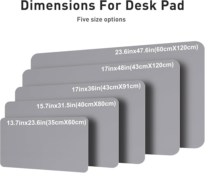 Aothia Leather Desk Pad Protector, Mouse Pad, Office Desk Mat, Non - Slip PU Leather Desk Blotter, Laptop Desk Pad, Waterproof Desk Writing Pad for Office and Home (36" x 17", Light Grey) | Mouse Pads - TrueDesk
