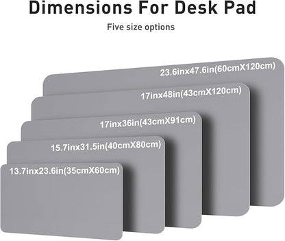 Aothia Leather Desk Pad Protector, Mouse Pad, Office Desk Mat, Non - Slip PU Leather Desk Blotter, Laptop Desk Pad, Waterproof Desk Writing Pad for Office and Home (36" x 17", Light Grey) | Mouse Pads - TrueDesk