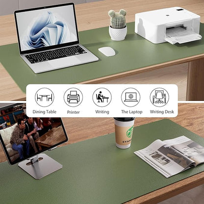 Aothia Leather Desk Pad Protector, Mouse Pad, Office Desk Mat, Non - Slip PU Leather Desk Blotter, Laptop Desk Pad, Waterproof Desk Writing Pad for Office and Home (36" x 17", Olive Green) | Mouse Pads - TrueDesk