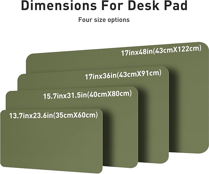 Aothia Leather Desk Pad Protector, Mouse Pad, Office Desk Mat, Non - Slip PU Leather Desk Blotter, Laptop Desk Pad, Waterproof Desk Writing Pad for Office and Home (48"x17", Olive Green) | Mouse Pads - TrueDesk