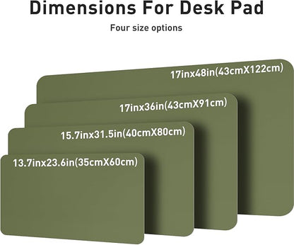 Aothia Leather Desk Pad Protector, Mouse Pad, Office Desk Mat, Non - Slip PU Leather Desk Blotter, Laptop Desk Pad, Waterproof Desk Writing Pad for Office and Home (48"x17", Olive Green) | Mouse Pads - TrueDesk