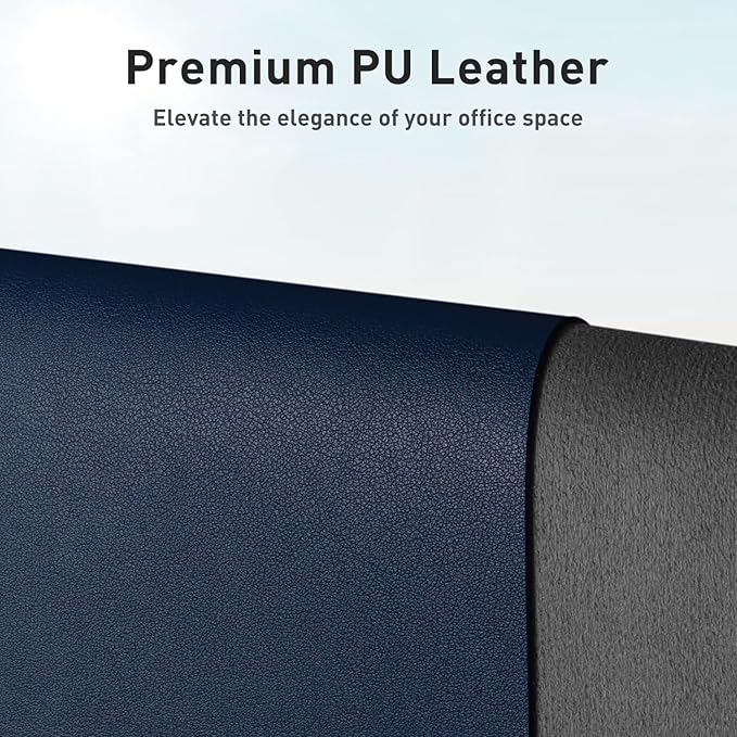 Aothia Leather Desk Pad Protector, Mouse Pad, Office Desk Mat, Non - Slip PU Leather Desk Blotter, Laptop Desk Pad, Waterproof Desk Writing Pad for Office and Home (48"x17", Dark Blue) | Mouse Pads - TrueDesk