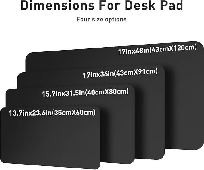 Aothia Leather Desk Pad Protector, Mouse Pad, Office Desk Mat, Non - Slip PU Leather Desk Blotter, Laptop Desk Pad, Waterproof Desk Writing Pad for Office and Home (48"x17", Black) | Mouse Pads - TrueDesk