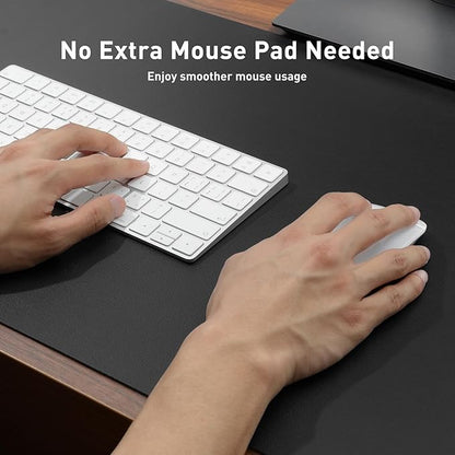 Aothia Leather Desk Pad Protector, Mouse Pad, Office Desk Mat, Non - Slip PU Leather Desk Blotter, Laptop Desk Pad, Waterproof Desk Writing Pad for Office and Home (48"x17", Black) | Mouse Pads - TrueDesk