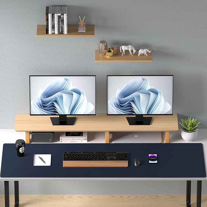 Aothia Leather Desk Pad Protector, Mouse Pad, Office Desk Mat, Non - Slip PU Leather Desk Blotter, Laptop Desk Pad, Waterproof Desk Writing Pad for Office and Home (48"x17", Dark Blue) | Mouse Pads - TrueDesk