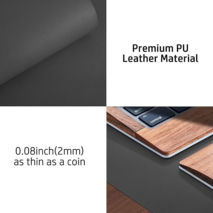 Aothia Leather Desk Pad Protector, Mouse Pad, Office Desk Mat, Non - Slip PU Leather Desk Blotter, Laptop Desk Pad, Waterproof Desk Writing Pad for Office and Home (48"x17", Gray) | Mouse Pads - TrueDesk