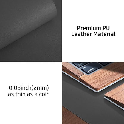 Aothia Leather Desk Pad Protector, Mouse Pad, Office Desk Mat, Non - Slip PU Leather Desk Blotter, Laptop Desk Pad, Waterproof Desk Writing Pad for Office and Home (48"x17", Gray) | Mouse Pads - TrueDesk