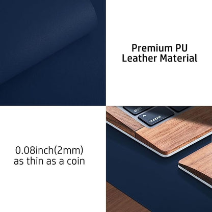 Aothia Leather Desk Pad Protector, Mouse Pad, Office Desk Mat, Non - Slip PU Leather Desk Blotter, Laptop Desk Pad, Waterproof Desk Writing Pad for Office and Home (48"x17", Dark Blue) | Mouse Pads - TrueDesk