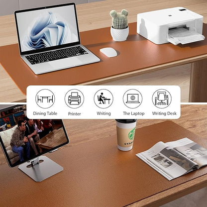 Aothia Leather Desk Pad Protector, Mouse Pad, Office Desk Mat, Non - Slip PU Leather Desk Blotter, Laptop Desk Pad, Waterproof Desk Writing Pad for Office and Home (48"x17",Brown) | Mouse Pads - TrueDesk