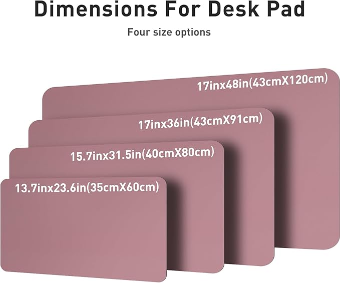 Aothia Leather Desk Pad Protector, Mouse Pad, Office Desk Mat, Non - Slip PU Leather Desk Blotter, Laptop Desk Pad, Waterproof Desk Writing Pad for Office and Home (48"x17", Dark Pink) | Mouse Pads - TrueDesk
