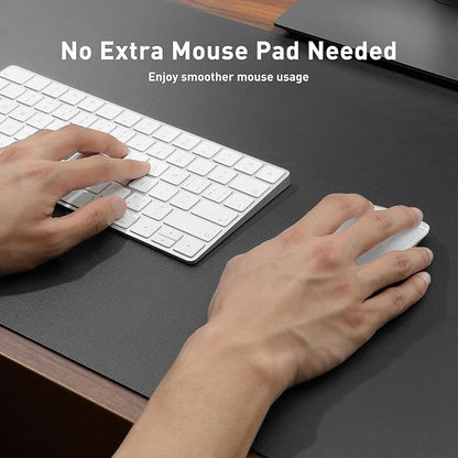 Aothia Leather Desk Pad Protector, Mouse Pad, Office Desk Mat, Non - Slip PU Leather Desk Blotter, Laptop Desk Pad, Waterproof Desk Writing Pad for Office and Home (48"x17", Gray) | Mouse Pads - TrueDesk