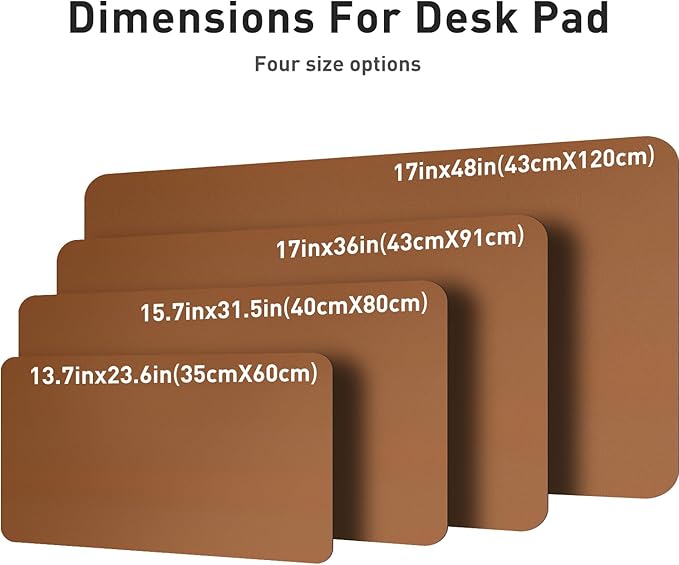 Aothia Leather Desk Pad Protector, Mouse Pad, Office Desk Mat, Non - Slip PU Leather Desk Blotter, Laptop Desk Pad, Waterproof Desk Writing Pad for Office and Home (48"x17",Brown) | Mouse Pads - TrueDesk