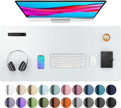 Aothia Leather Desk Pad Protector, Mouse Pad, Office Desk Mat, Non - Slip PU Leather Desk Blotter, Laptop Desk Pad, Waterproof Desk Writing Pad for Office and Home (Barely Grey, 36" x 17") | Desk Pads Blotters - TrueDesk