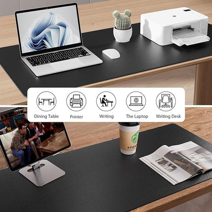 Aothia Leather Desk Pad Protector, Mouse Pad, Office Desk Mat, Non - Slip PU Leather Desk Blotter, Laptop Desk Pad, Waterproof Desk Writing Pad for Office and Home (Black,36" x 17") | Mouse Pads - TrueDesk