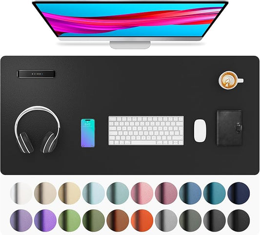 Aothia Leather Desk Pad Protector, Mouse Pad, Office Desk Mat, Non - Slip PU Leather Desk Blotter, Laptop Desk Pad, Waterproof Desk Writing Pad for Office and Home (Black,36" x 17") | Mouse Pads - TrueDesk