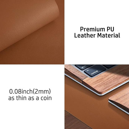 Aothia Leather Desk Pad Protector, Mouse Pad, Office Desk Mat, Non - Slip PU Leather Desk Blotter, Laptop Desk Pad, Waterproof Desk Writing Pad for Office and Home (Brown,23.6" x 13.7") | Mouse Pads - TrueDesk