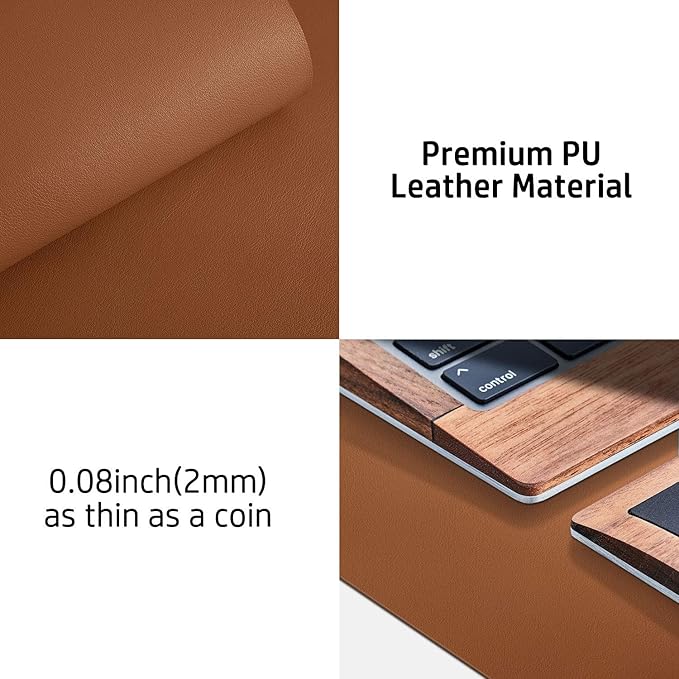 Aothia Leather Desk Pad Protector, Mouse Pad, Office Desk Mat, Non - Slip PU Leather Desk Blotter, Laptop Desk Pad, Waterproof Desk Writing Pad for Office and Home (Brown,36" x 17") | Mouse Pads - TrueDesk