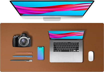 Aothia Leather Desk Pad Protector, Mouse Pad, Office Desk Mat, Non - Slip PU Leather Desk Blotter, Laptop Desk Pad, Waterproof Desk Writing Pad for Office and Home (Brown,36" x 17") | Mouse Pads - TrueDesk