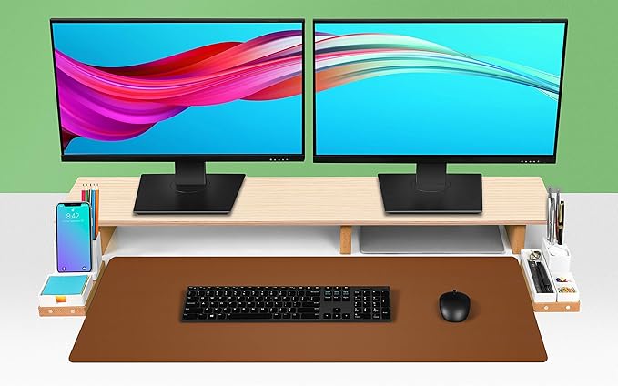 Aothia Leather Desk Pad Protector, Mouse Pad, Office Desk Mat, Non - Slip PU Leather Desk Blotter, Laptop Desk Pad, Waterproof Desk Writing Pad for Office and Home (Brown,36" x 17") | Mouse Pads - TrueDesk