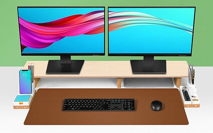 Aothia Leather Desk Pad Protector, Mouse Pad, Office Desk Mat, Non - Slip PU Leather Desk Blotter, Laptop Desk Pad, Waterproof Desk Writing Pad for Office and Home (Brown,36" x 17") | Mouse Pads - TrueDesk