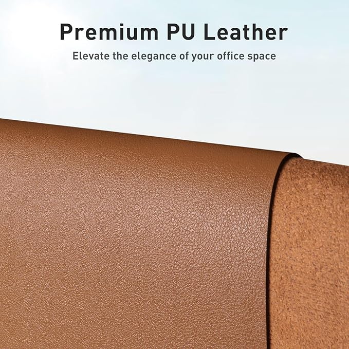 Aothia Leather Desk Pad Protector, Mouse Pad, Office Desk Mat, Non - Slip PU Leather Desk Blotter, Laptop Desk Pad, Waterproof Desk Writing Pad for Office and Home (Brown,23.6" x 13.7") | Mouse Pads - TrueDesk