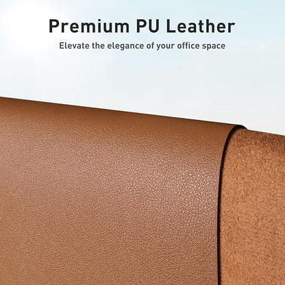 Aothia Leather Desk Pad Protector, Mouse Pad, Office Desk Mat, Non - Slip PU Leather Desk Blotter, Laptop Desk Pad, Waterproof Desk Writing Pad for Office and Home (Brown,23.6" x 13.7") | Mouse Pads - TrueDesk