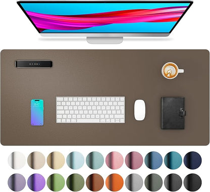 Aothia Leather Desk Pad Protector, Mouse Pad, Office Desk Mat, Non - Slip PU Leather Desk Blotter, Laptop Desk Pad, Waterproof Desk Writing Pad for Office and Home (Coffee, 36" x 17") | Desk Pads Blotters - TrueDesk