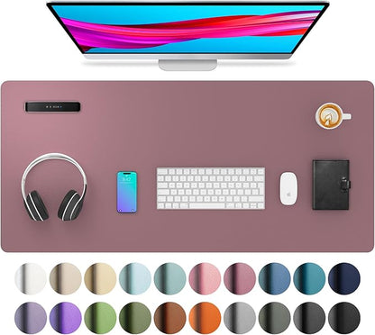Aothia Leather Desk Pad Protector, Mouse Pad, Office Desk Mat, Non - Slip PU Leather Desk Blotter, Laptop Desk Pad, Waterproof Desk Writing Pad for Office and Home (Dark Pink,36" x 17") | Mouse Pads - TrueDesk