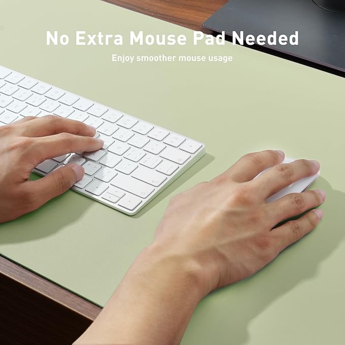 Aothia Leather Desk Pad Protector, Mouse Pad, Office Desk Mat, Non - Slip PU Leather Desk Blotter, Laptop Desk Pad, Waterproof Desk Writing Pad for Office and Home (Grass Green, 36" x 17") | Desk Pads Blotters - TrueDesk