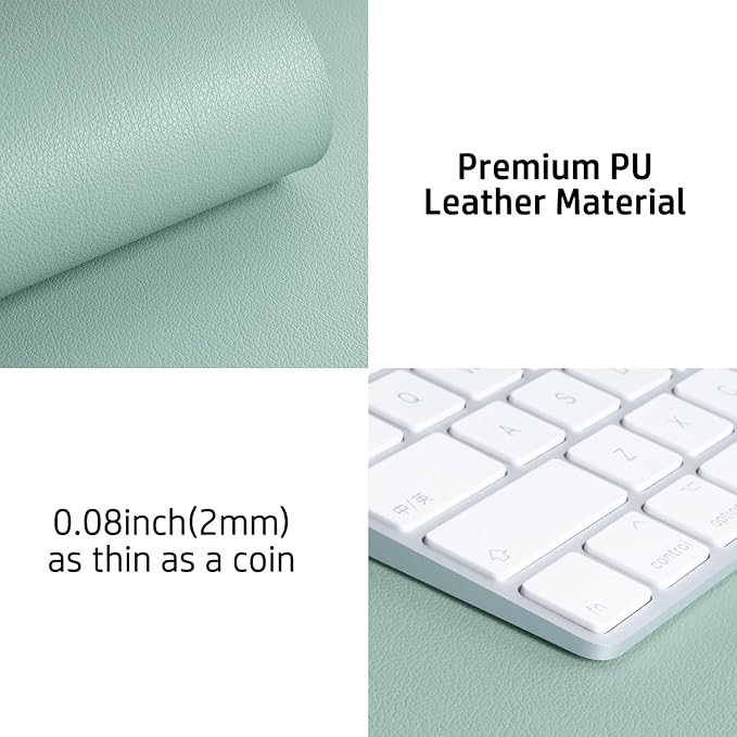 Aothia Leather Desk Pad Protector, Mouse Pad, Office Desk Mat, Non - Slip PU Leather Desk Blotter, Laptop Desk Pad, Waterproof Desk Writing Pad for Office and Home (Light Blue,31.5" x 15.7") | Mouse Pads - TrueDesk