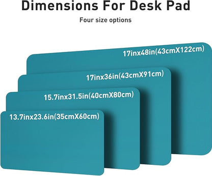 Aothia Leather Desk Pad Protector, Mouse Pad, Office Desk Mat, Non - Slip PU Leather Desk Blotter, Laptop Desk Pad, Waterproof Desk Writing Pad for Office and Home (Turquoise,23.6" x 13.7") | Mouse Pads - TrueDesk