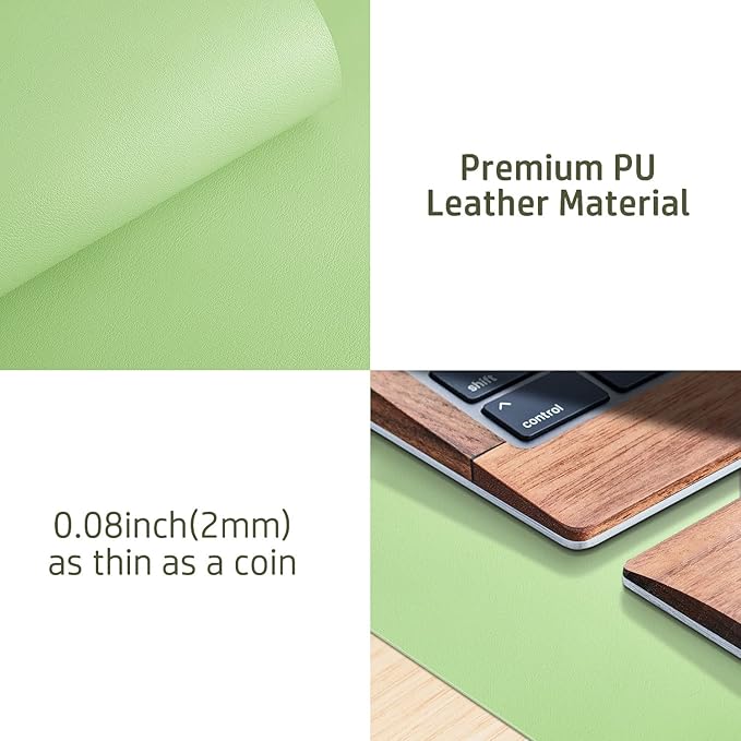 Aothia Leather Desk Pad Protector, Office Desk Mat, Large Mouse Pad, Non - Slip PU Leather Desk Blotter, Laptop Desk Pad, Waterproof Desk Writing Pad for Office and Home (48"x17", Foam Green) | Mouse Pads - TrueDesk
