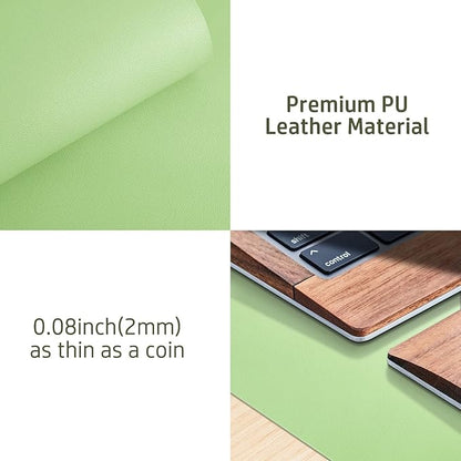 Aothia Leather Desk Pad Protector, Office Desk Mat, Large Mouse Pad, Non - Slip PU Leather Desk Blotter, Laptop Desk Pad, Waterproof Desk Writing Pad for Office and Home (48"x17", Foam Green) | Mouse Pads - TrueDesk