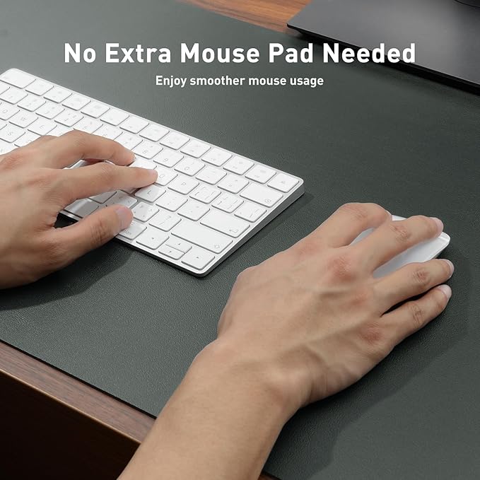 Aothia Leather Desk Pad Protector, Office Desk Mat, Large Mouse Pad, Non - Slip PU Leather Desk Blotter, Laptop Desk Pad, Waterproof Desk Writing Pad for Office and Home (Jungle Green, 31.5" x 15.7") | Mouse Pads - TrueDesk