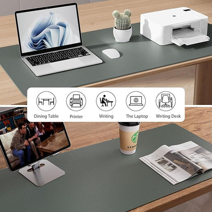 Aothia Leather Desk Pad Protector, Office Desk Mat, Large Mouse Pad, Non - Slip PU Leather Desk Blotter, Laptop Desk Pad, Waterproof Desk Writing Pad for Office and Home (Jungle Green, 31.5" x 15.7") | Mouse Pads - TrueDesk