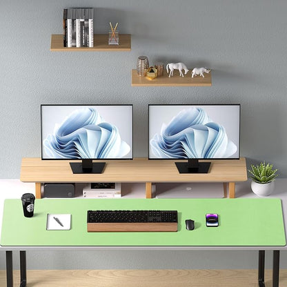Aothia Leather Desk Pad Protector, Office Desk Mat, Large Mouse Pad, Non - Slip PU Leather Desk Blotter, Laptop Desk Pad, Waterproof Desk Writing Pad for Office and Home (48"x17", Foam Green) | Mouse Pads - TrueDesk